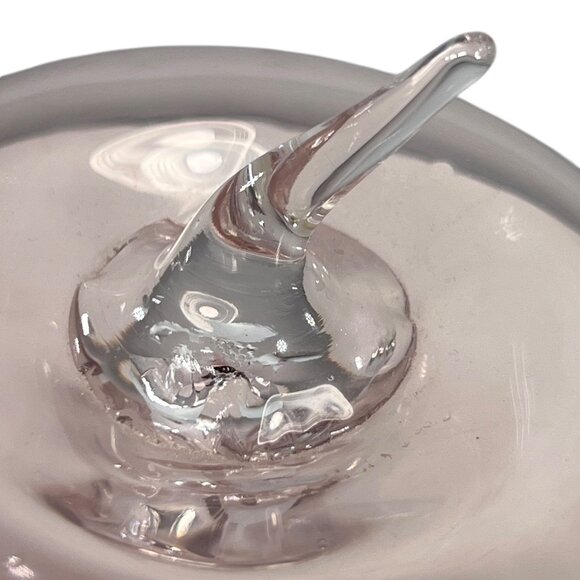 Blenko Pink Handblown Glass Apple Paperweight Gradient Art Applied Stem Fruit - Picture 4 of 8